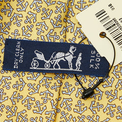 エルメス 錨 イカリ アンカー柄 ネクタイ イエロー シルク メンズ HERMES 【中古】