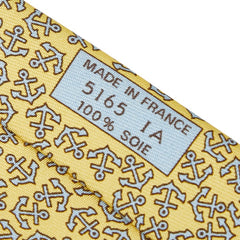 エルメス 錨 イカリ アンカー柄 ネクタイ イエロー シルク メンズ HERMES 【中古】