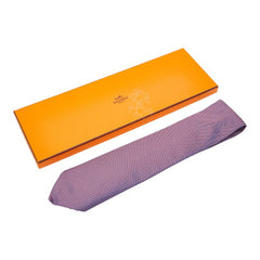エルメス ストライプ ネクタイ パープル 紫 シルク メンズ HERMES 【中古】