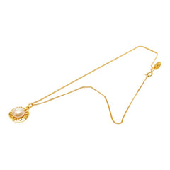 シャネル ロゴ ペンダント ネックレス ゴールド メッキ フェイクパール レディース CHANEL 【中古】