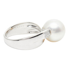 タサキ 真珠 K18WG ホワイトゴールド 白蝶真珠11.6mm ダイヤ0.10ct リング 指輪 レディース TASAKI 15号 【中古】