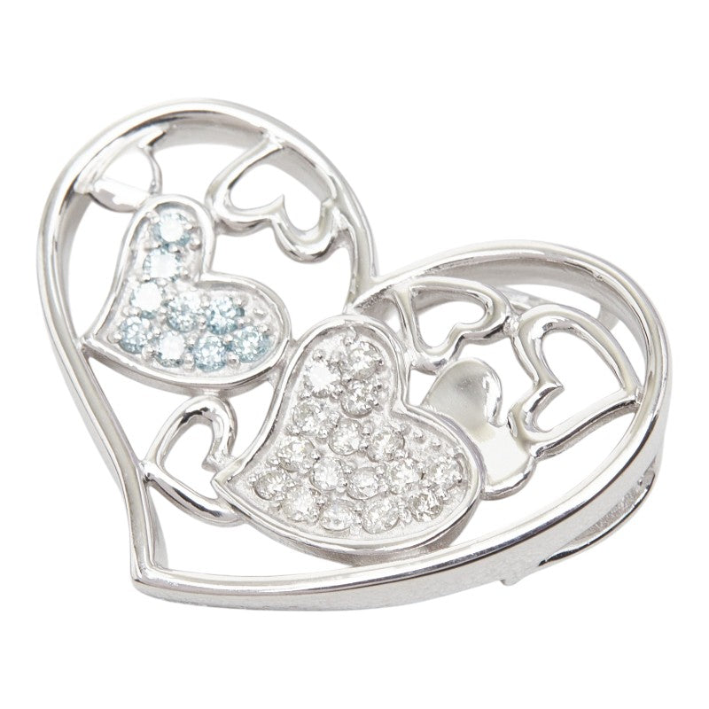 K18WG ホワイトゴールド ダイヤ0.25ct ハートモチーフ ペンダントトップ ネックレス レディース 【中古】