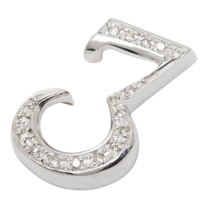 K18WG ホワイトゴールド ダイヤ0.13ct 3 ナンバー3 スリー イニシャル ペンダントトップ ネックレス ユニセックス 【中古】