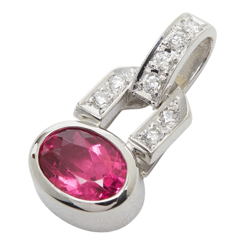 Pt900 プラチナ ピンクトルマリン0.70ct ダイヤ0.102ct ペンダントトップ ネックレス レディース 【中古】
