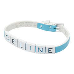 セリーヌ ロゴ ブレスレット ブルー ホワイト レザー レディース CELINE 【中古】