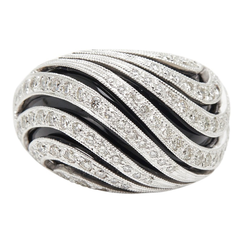 K18WG ホワイトゴールド オニキス9.45ct ダイヤ0.94ct リング 指輪 レディース 13.5号 【中古】