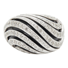 K18WG ホワイトゴールド オニキス9.45ct ダイヤ0.94ct リング 指輪 レディース 13.5号 【中古】