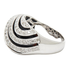K18WG ホワイトゴールド オニキス9.45ct ダイヤ0.94ct リング 指輪 レディース 13.5号 【中古】