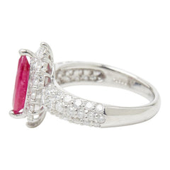 Pt900 プラチナ ルビー1.10ct ダイヤ1.00ct マーキスカット リング 指輪 レディース 7号 【中古】