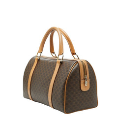セリーヌ マカダム ボストンバッグ ハンドバッグ ブラウン PVC レザー レディース CELINE 【中古】