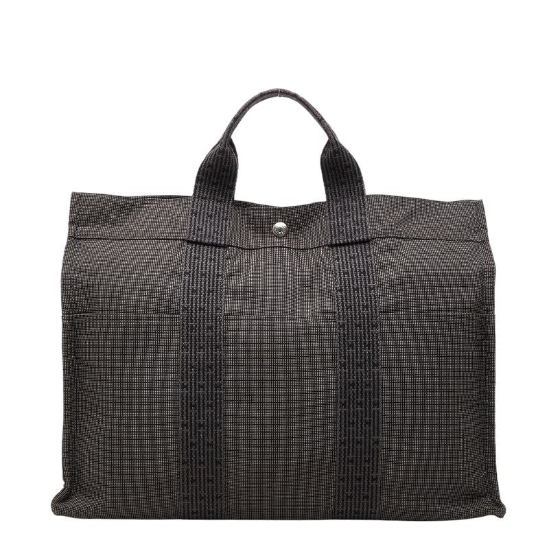 エルメス エールラインMM トートバッグ ハンドバッグ グレー キャンバス レディース HERMES 【中古】
