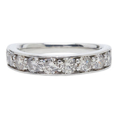 Pt900 プラチナ ダイヤ1.08ct 一文字リング ハーフエタニティリング リング 指輪 レディース 9号 【中古】