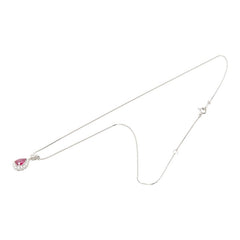 Pt900 プラチナ Pt850 プラチナ ルビー0.71 ダイヤ0.30ct しずく型モチーフ ペアーシェイプ ペンダント ネックレス レディース 【中古】