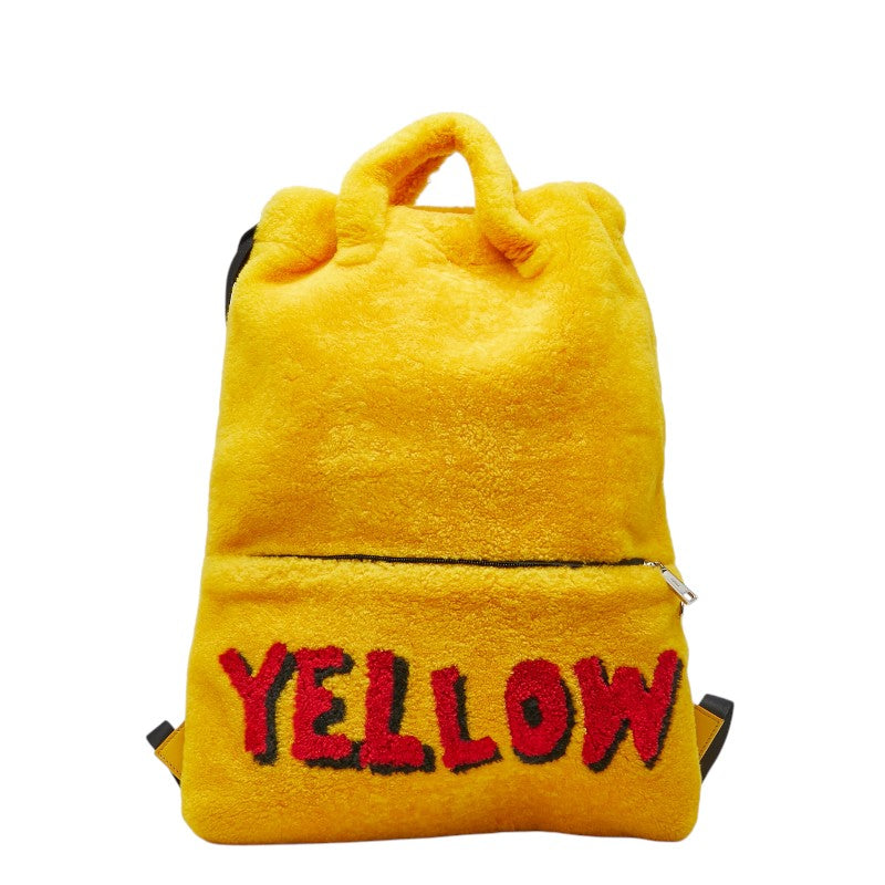 フェンディ YELLOWロゴ リュック バックパック ナップサック イエロー ボア レディース FENDI 【中古】