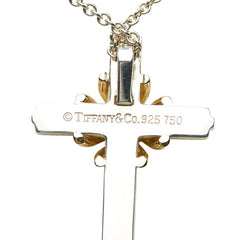 ティファニー シグネチャークロス ネックレス シルバー ゴールド SV925 シルバー K18YG イエローゴールド コンビ レディース TIFFANY&Co. 【中古】