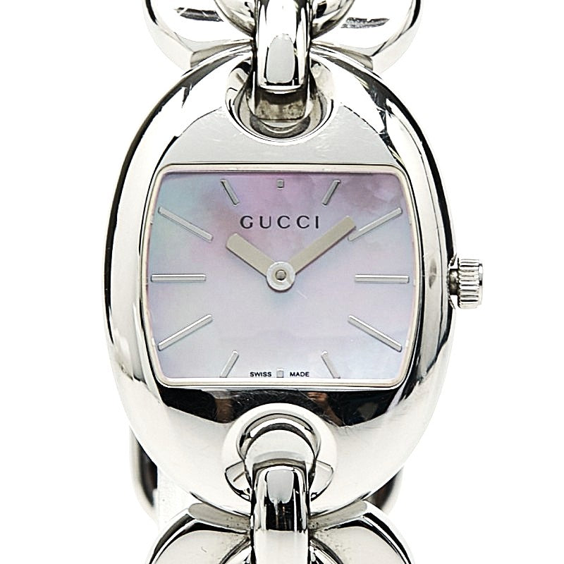 グッチ 腕時計 121.5 クオーツ ピンク文字盤 ステンレススチール レディース GUCCI 【中古】
