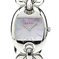 グッチ 腕時計 121.5 クオーツ ピンク文字盤 ステンレススチール レディース GUCCI 【中古】