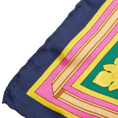 グッチ フローラル スカーフ 大判 ネイビー マルチカラー シルク レディース GUCCI 【中古】
