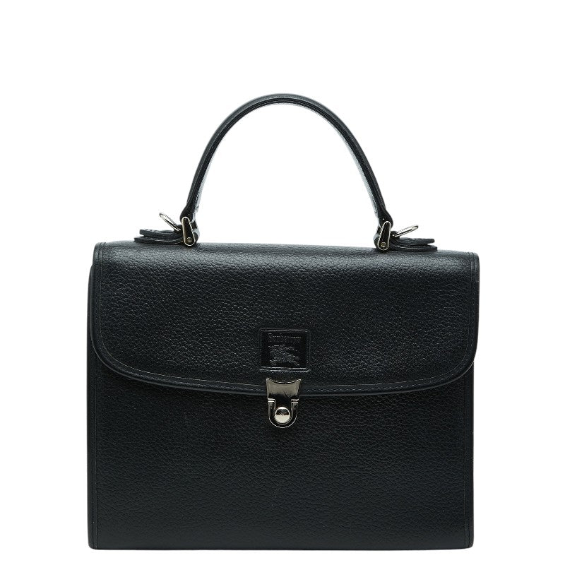 バーバリー ノバチェック シャドーホース ハンドバッグ ブラック レザー レディース BURBERRY 【中古】