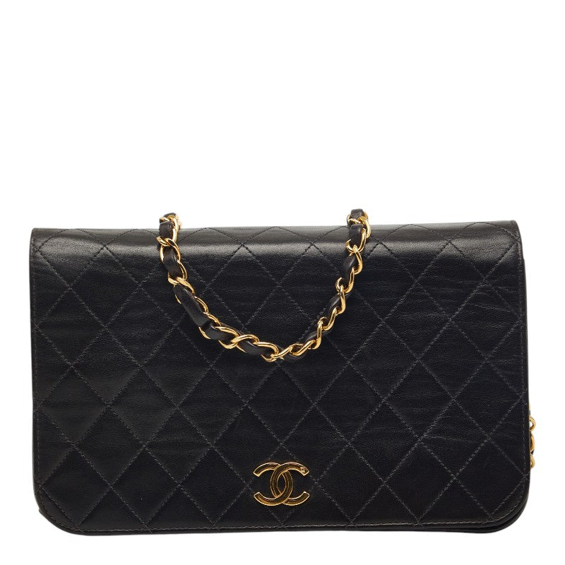 シャネル ココマーク マトラッセ プッシュロック チェーンショルダーバッグ ブラック ラムスキン レディース CHANEL 【中古】