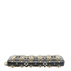 クリスチャンルブタン パネトーネ ラウンドファスナー 長財布 1175097 ブラック ゴールド シルバー レザー スタッズ レディース Christian Louboutin 【中古】