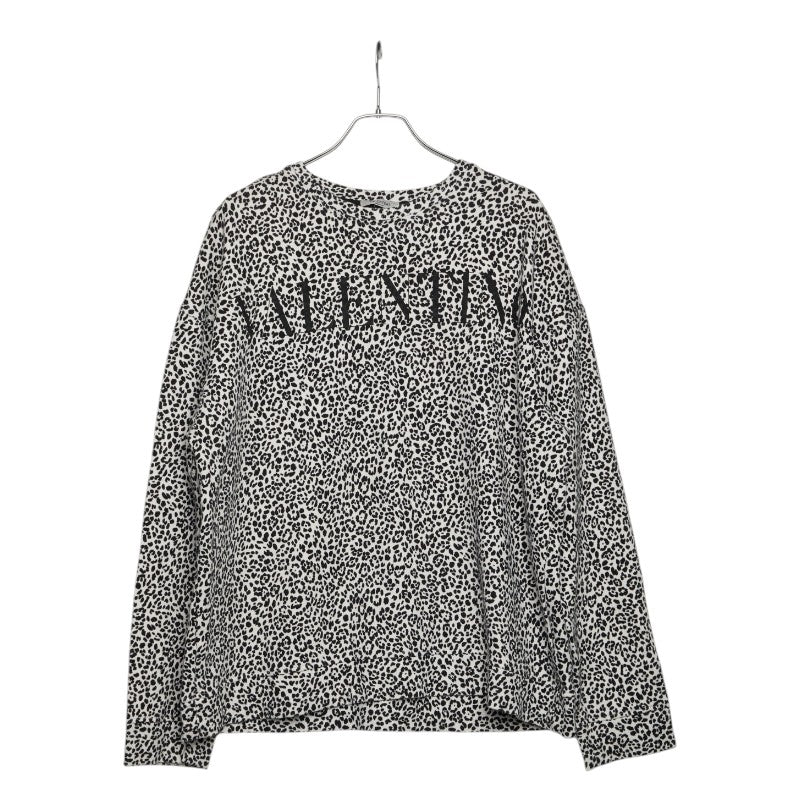 ヴァレンティノ ロゴプリント レオパード スウェット トレーナー サイズ L ブラック ホワイト コットン ポリウレタン メンズ VALENTINO 【中古】