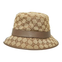 グッチ GGキャンバス フェドラハット バケットハット サイズXL 60cm 576587 ベージュ ブラウン キャンバス レザー メンズ GUCCI 【中古】
