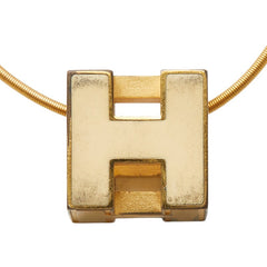 エルメス カージュドアッシュ Hキューブ ネックレス ゴールド ベージュ メッキ レディース HERMES 【中古】