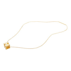 エルメス カージュドアッシュ Hキューブ ネックレス ゴールド ベージュ メッキ レディース HERMES 【中古】