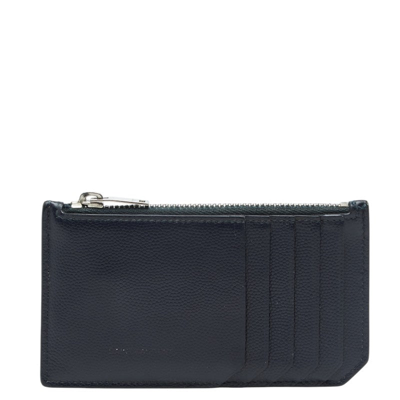 サンローラン カードケース コインケース フラグメントケース 458589 ネイビー レザー レディース SAINT LAURENT 【中古】