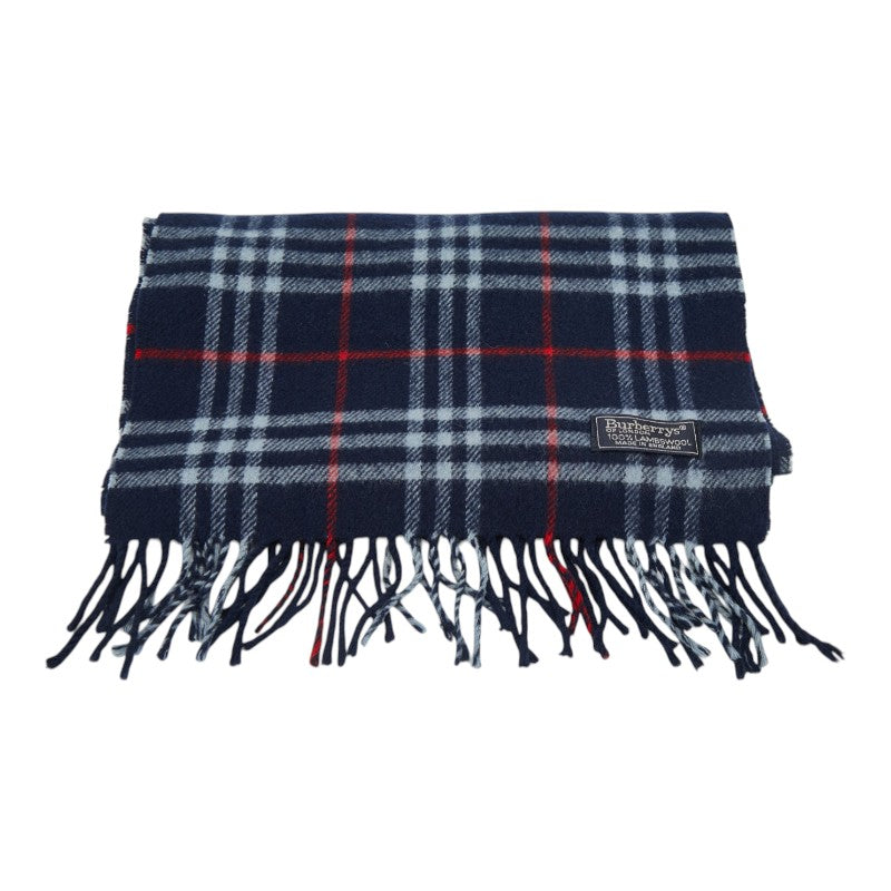 バーバリー ノバチェック マフラー ネイビー マルチカラー ウール レディース BURBERRY 【中古】