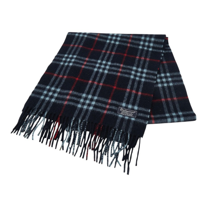 バーバリー ノバチェック マフラー ネイビー マルチカラー カシミヤ レディース BURBERRY 【中古】