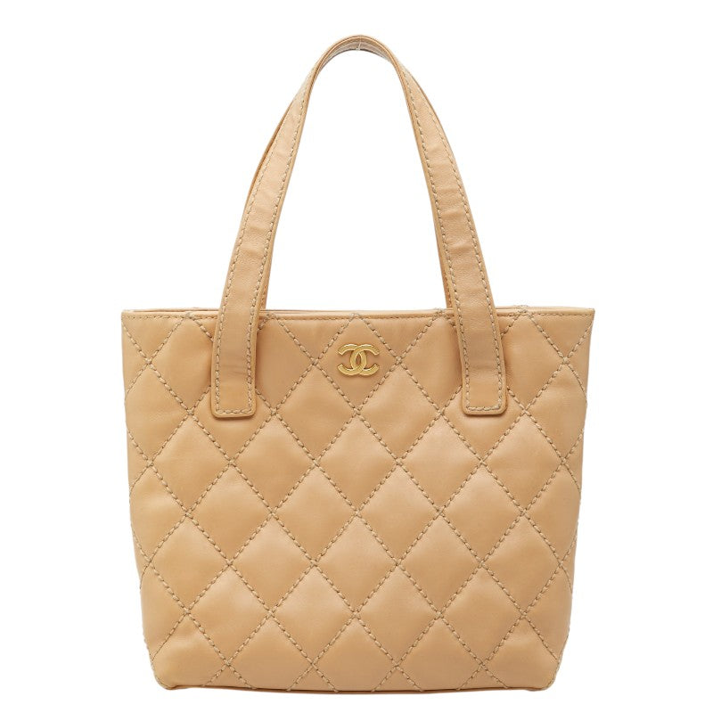 シャネル ココマーク ワイルドステッチ ハンドバッグ 8320155 ベージュ レザー レディース CHANEL 【中古】