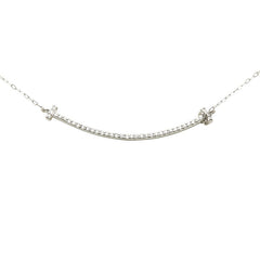 Pt900 プラチナ Pt850 プラチナ ダイヤ0.12ct スマイルモチーフ ペンダント ネックレス レディース 【中古】