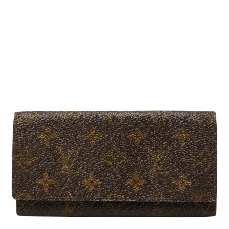 ルイ ヴィトン モノグラム ポルト カルト クレディ 長財布 長札入れ M61818 ブラウン PVC レザー レディース LOUIS VUITTON 【中古】