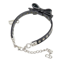 ディオール リボン ブレスレット ブラック パテントレザー メタル レディース Dior 【中古】