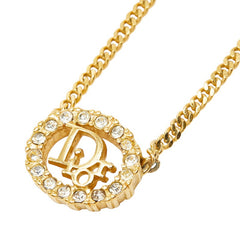 ディオール CDロゴ ヴィンテージ ペンダント チェーンネックレス ゴールド メッキ ラインストーン レディース Dior 【中古】