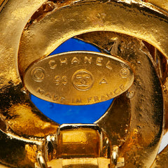 シャネル ヴィンテージ ココマーク カラーストーン ラウンド イヤリング ゴールド ブルー メッキ レディース CHANEL 【中古】