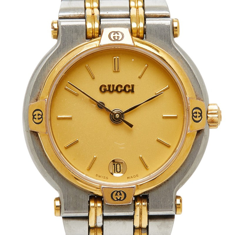グッチ 腕時計 9000L クオーツ ゴールド文字盤 ステンレススチール メッキ レディース GUCCI 【中古】