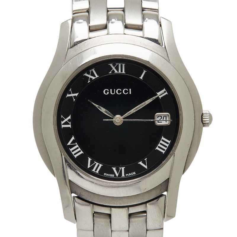 グッチ Gクラス 腕時計 5500M クオーツ ブラック文字盤 ステンレススチール メンズ GUCCI 【中古】