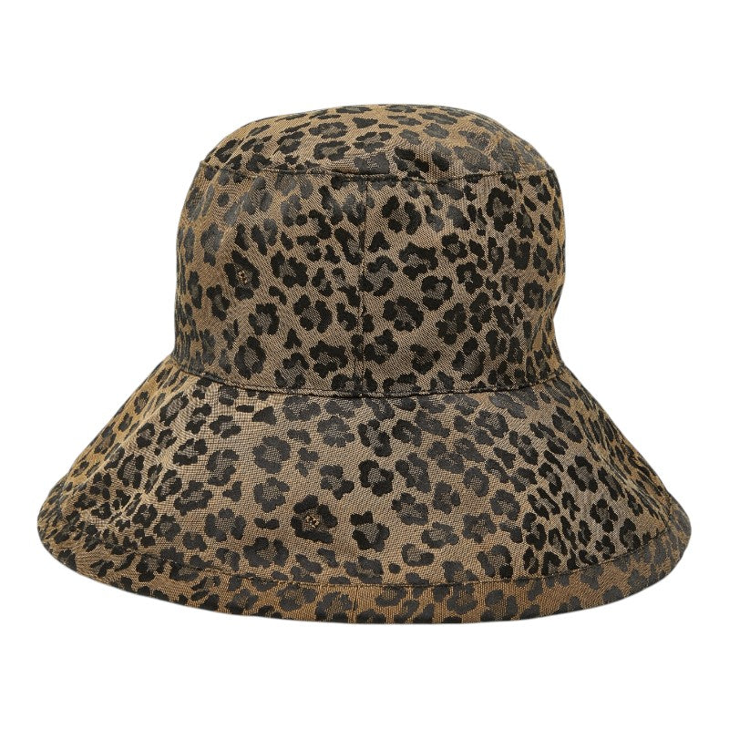 フェンディ ヴィンテージ ヒョウ柄 レオパード バケットハット ベージュ ブラック コットン レディース FENDI 【中古】