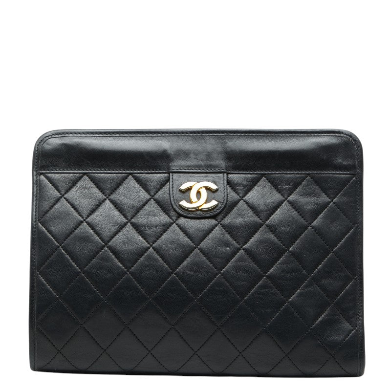 シャネル ココマーク マトラッセ クラッチバッグ セカンドバッグ ブラック ラムスキン レディース CHANEL 【中古】