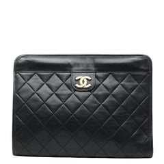 シャネル ココマーク マトラッセ クラッチバッグ セカンドバッグ ブラック ラムスキン レディース CHANEL 【中古】