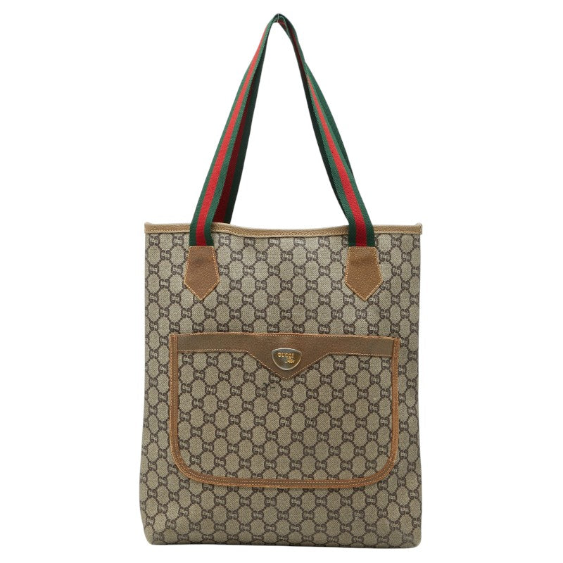 グッチ オールドグッチ グッチプラス シェリーライン トートバッグ ハンドバッグ ベージュ マルチカラー PVC レザー レディース GUCCI 【中古】