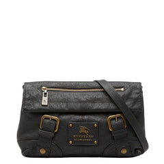 バーバリー ブルーレーベル 斜め掛け ショルダーバッグ ブラック レザー レディース BURBERRY 【中古】