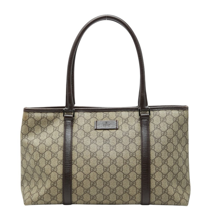 グッチ GGスプリーム ハンドバッグ トートバッグ ショルダーバッグ 114595 ベージュ ブラウン PVC レザー レディース GUCCI 【中古】