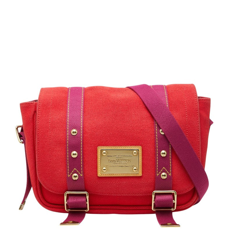 ルイ ヴィトン アンティグア ブサスPM 斜め掛け ショルダーバッグ M40040 レッド キャンバス レディース LOUIS VUITTON 【中古】