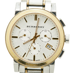 バーバリー 腕時計 クオーツ シルバー文字盤 ステンレススチール メッキ メンズ BURBERRY 【中古】