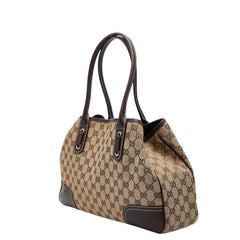 グッチ GGキャンバス プリンシー シェリーライン トートバッグ 163805 ベージュ ホワイト キャンバス レザー レディース GUCCI 【中古】
