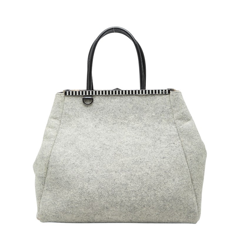フェンディ トゥージュール ハンドバッグ トートバッグ 8BH251 グレー ブラック ウール レザー レディース FENDI 【中古】